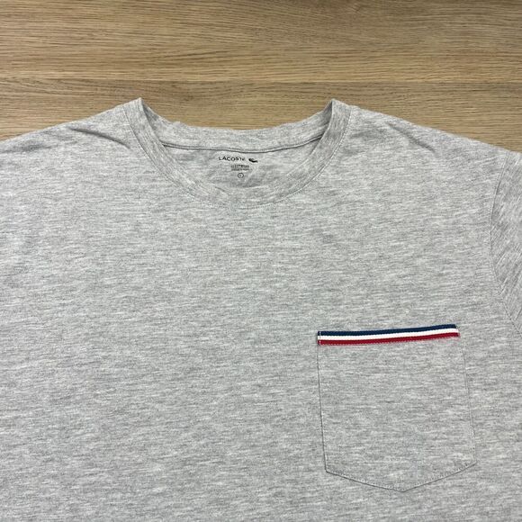 Lacoste Shirt Mens Large Gray Tennis Regular Fit Short Sleeve Logo - Picture 3 of 10